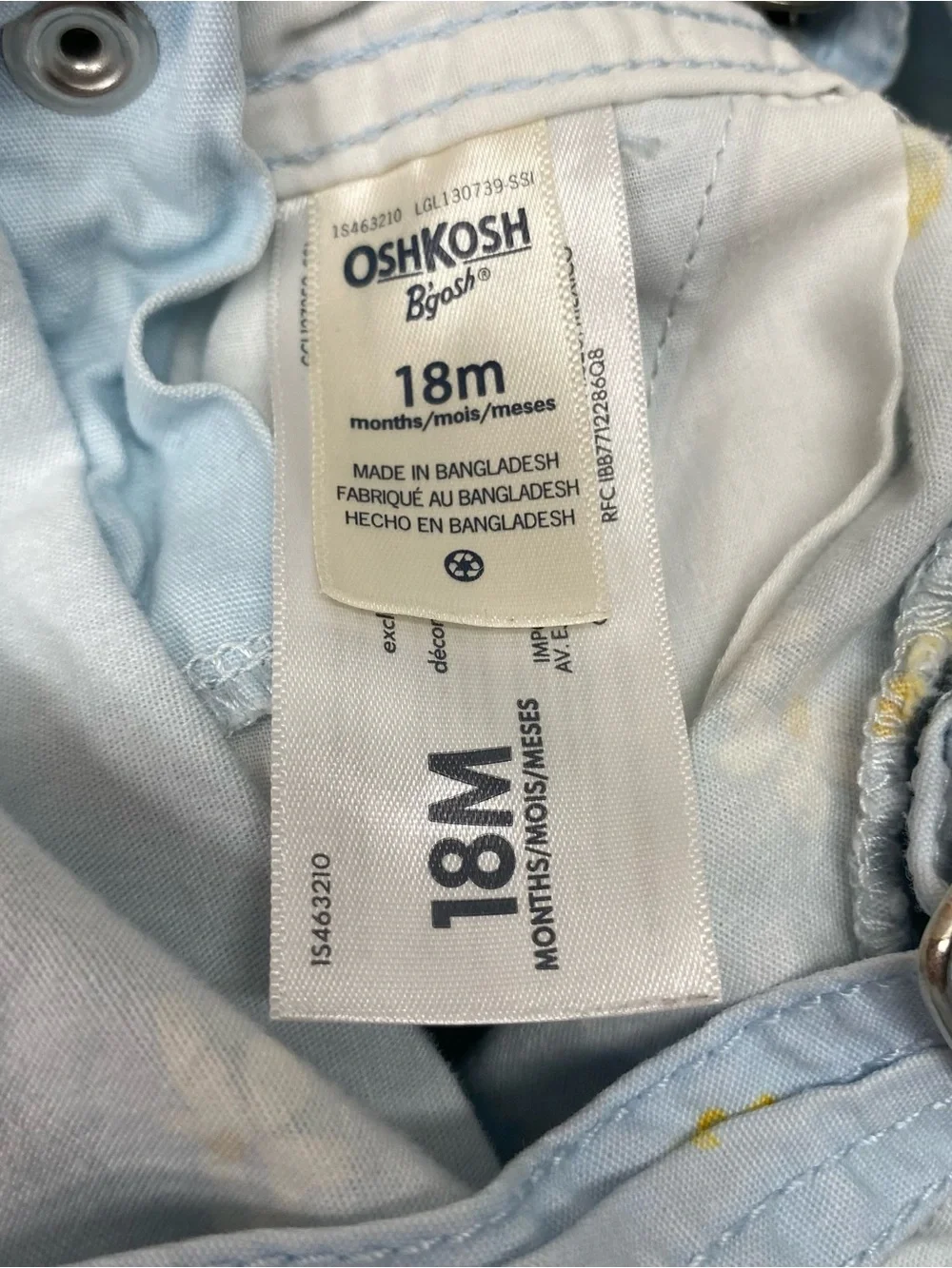 Oshkosh floral overalls girls size 18 months daisy blue shorts vestbak summer